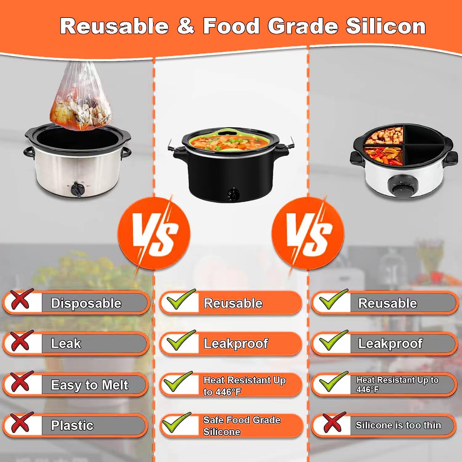 YCGCP liner shows semi-transparent middle for monitoring cooking progress.