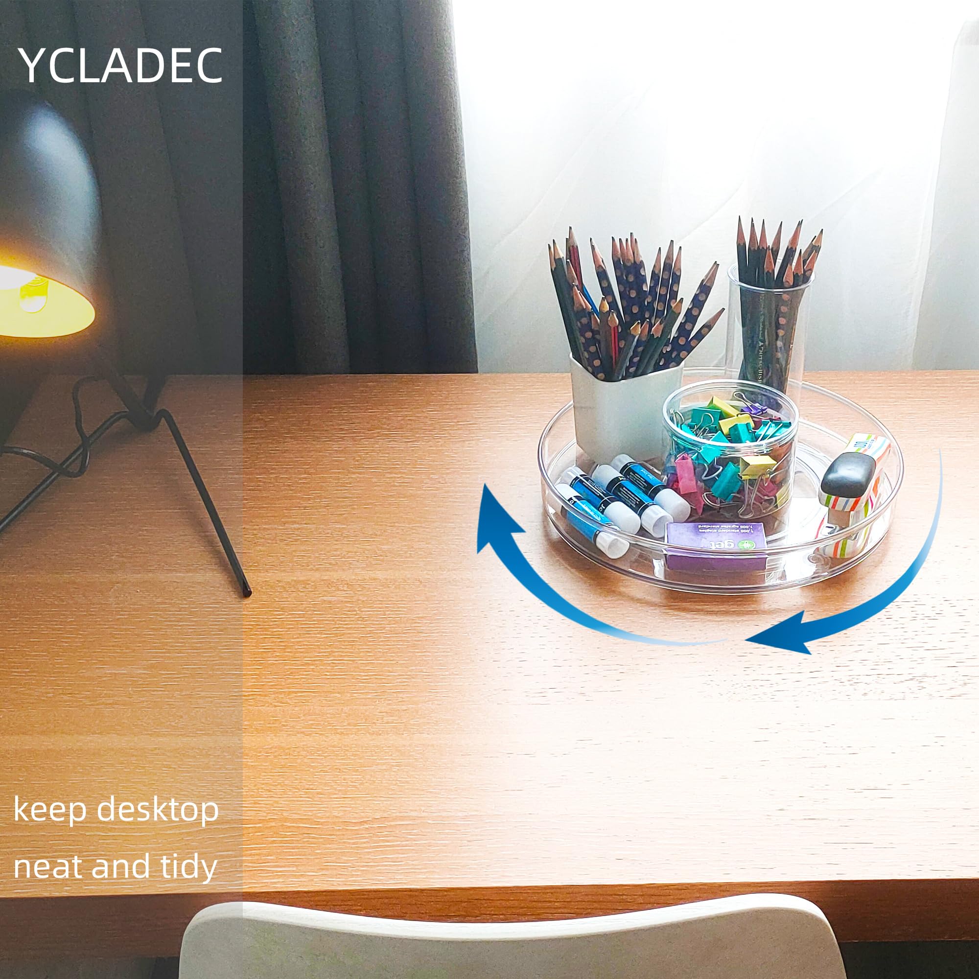 YCLADEC clear cabinet organizer showcases cosmetics and perfumes with visible reach.