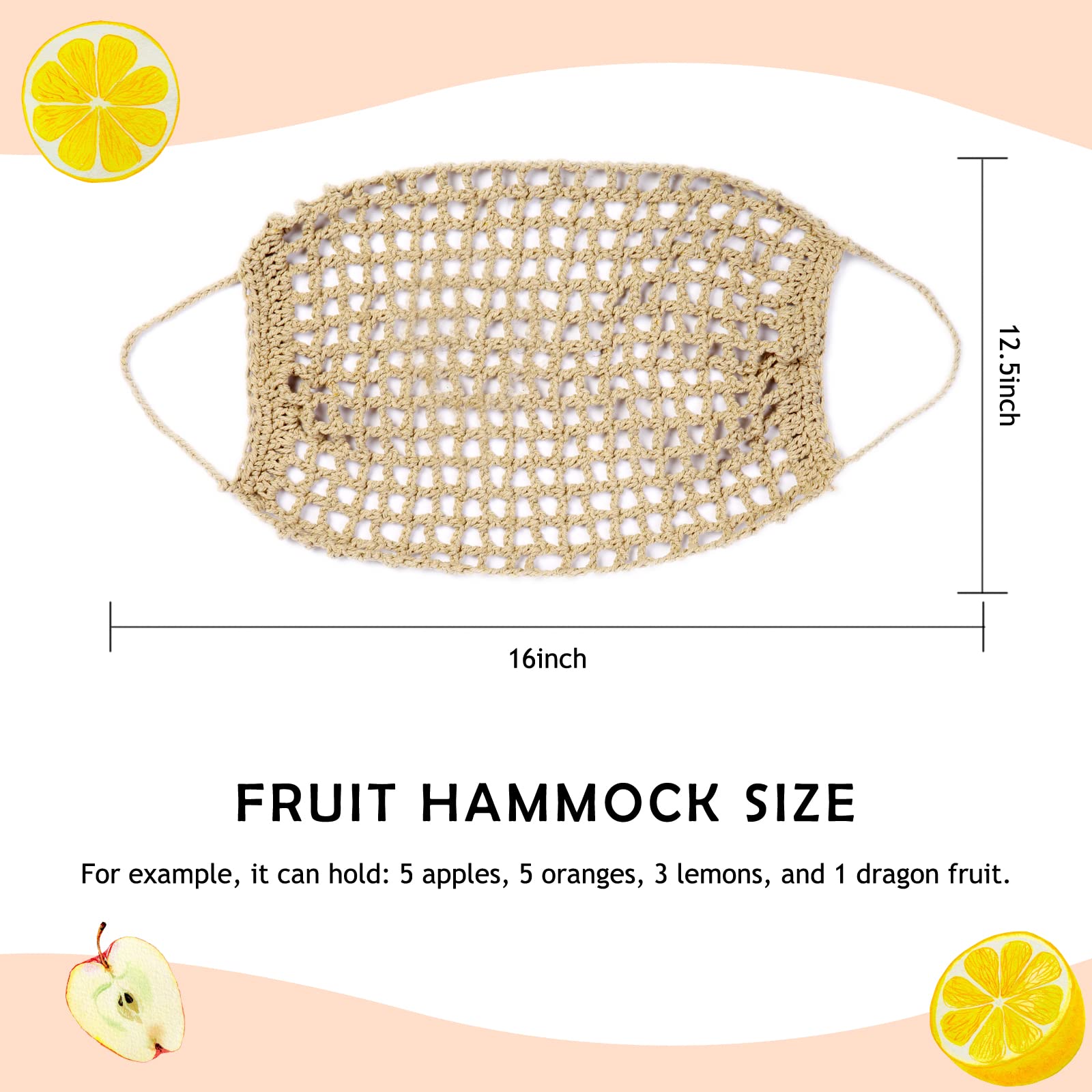 Ycsst handwoven cotton fruit hammock showcases craft while supporting air circulation.
