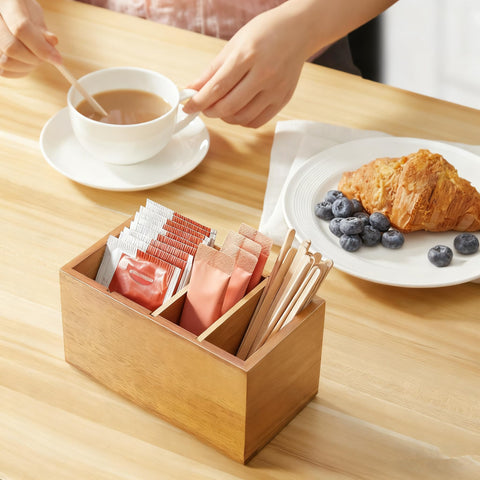 YCXNBHH 4-slot drink packet organizer wood provides easy access to preferred flavors.