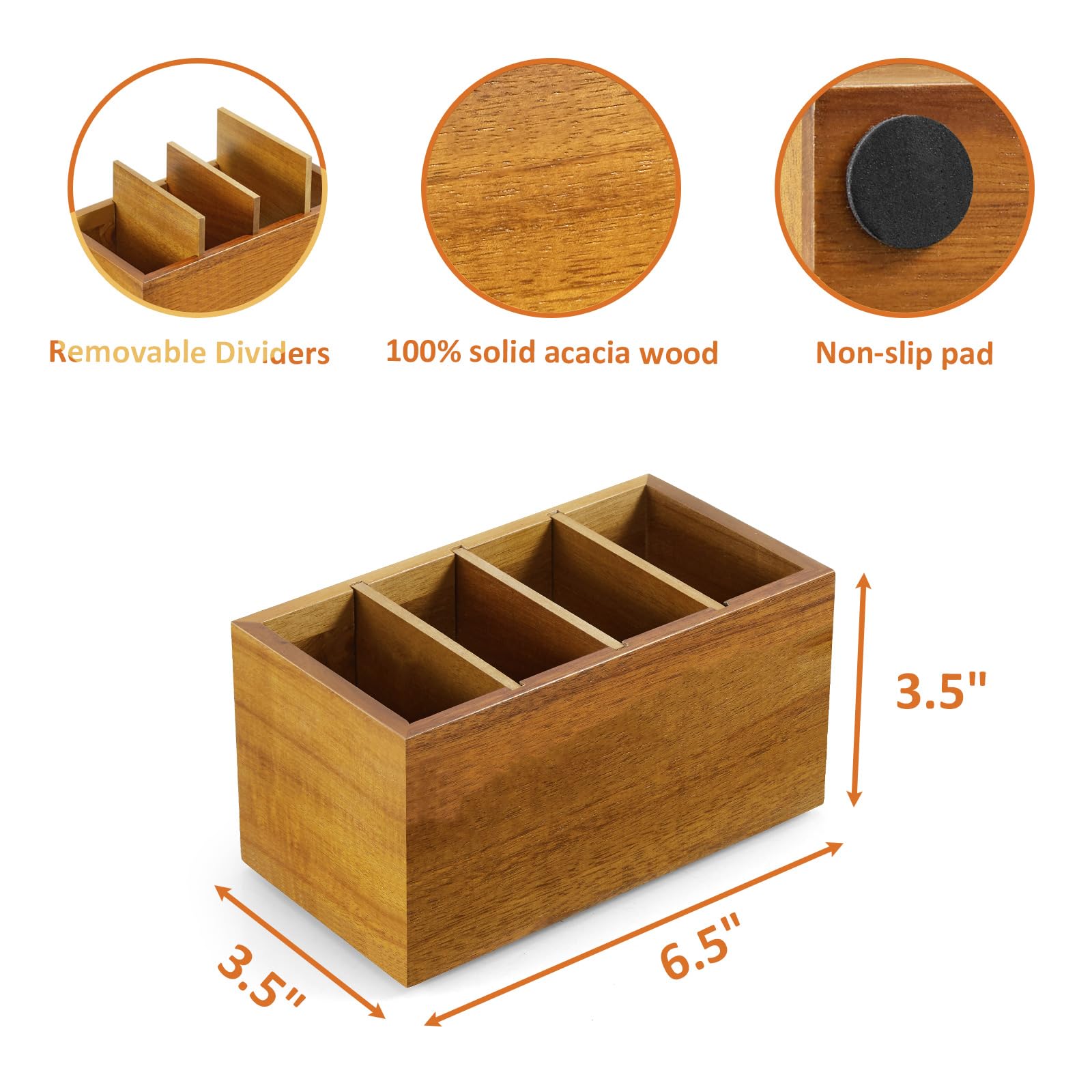 YCXNBHH removable partitions wood box customizes space for different drink packets.