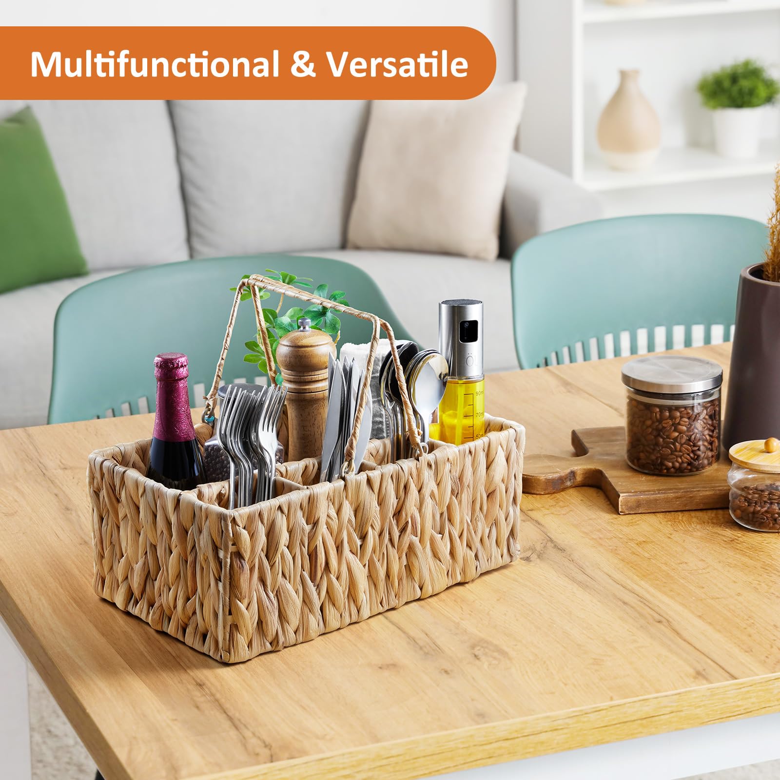 YCXNBHH water hyacinth basket close-up highlighting durable woven construction.