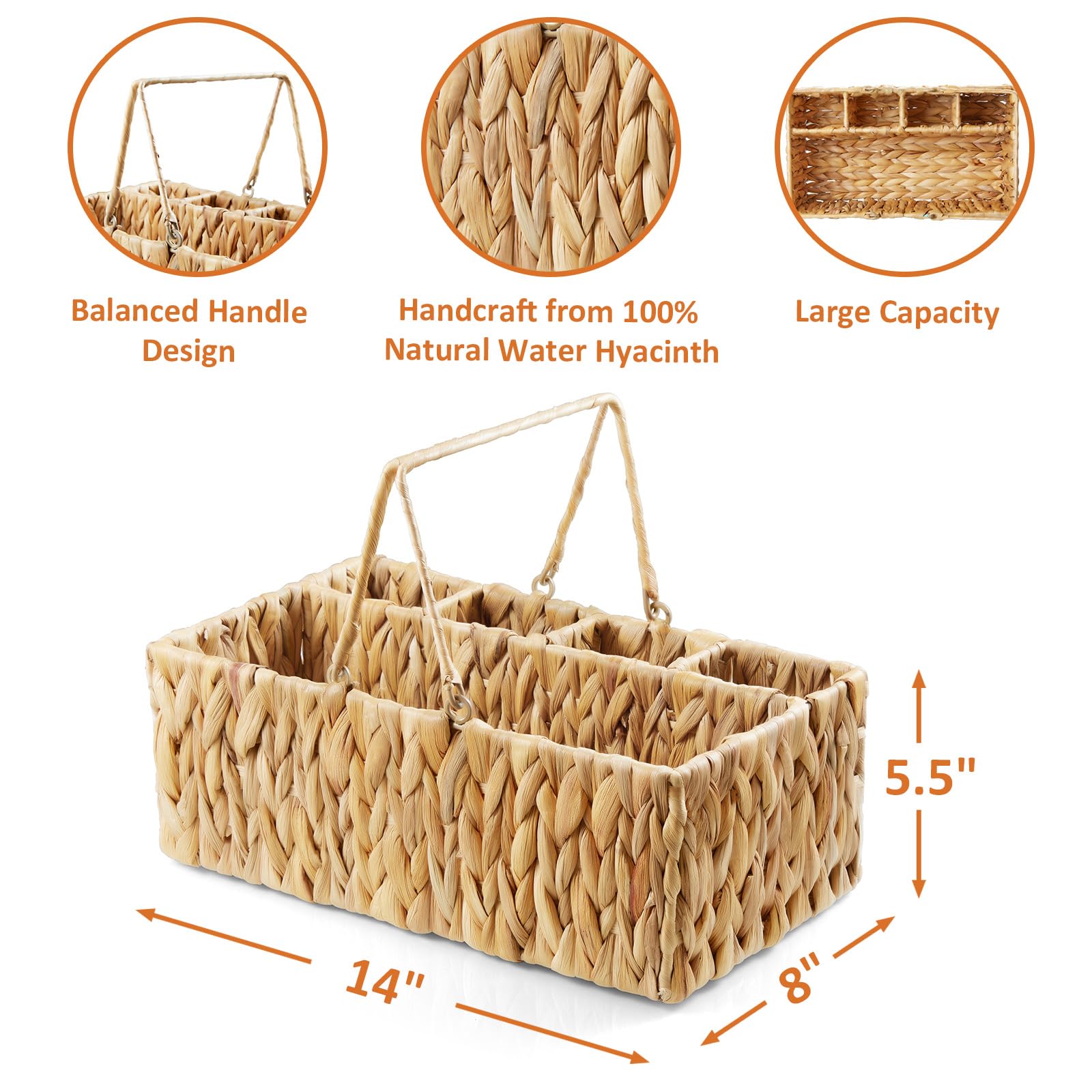 YCXNBHH woven picnic basket showcasing natural water hyacinth material and rustic charm.
