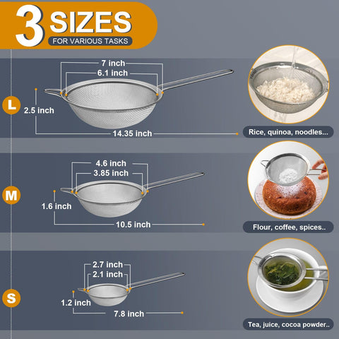Ydeapi 4.6-inch strainer demonstrates tight frame preventing food from trapping