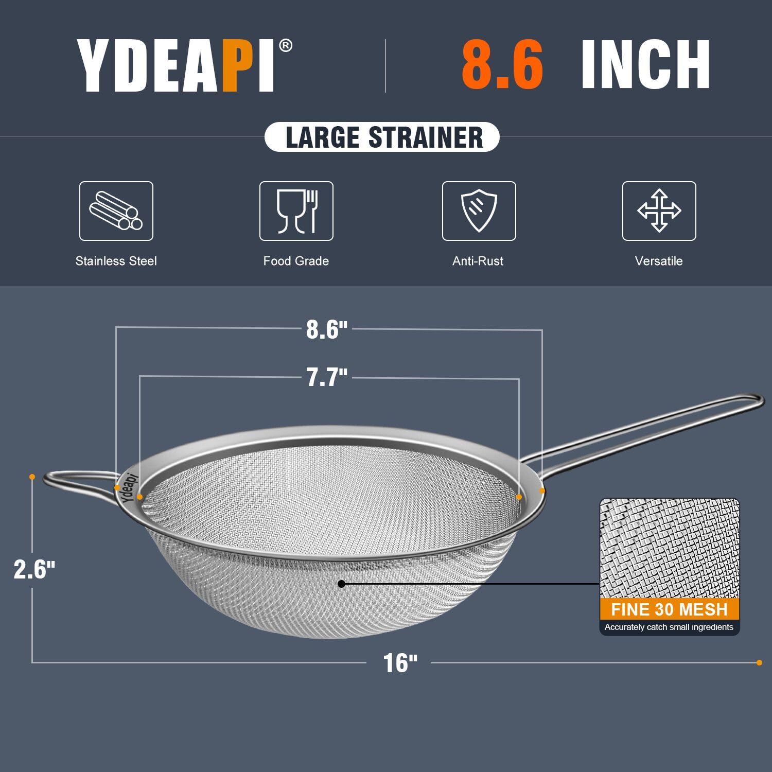 Ydeapi rice and quinoa strainer ideal for thorough washing.