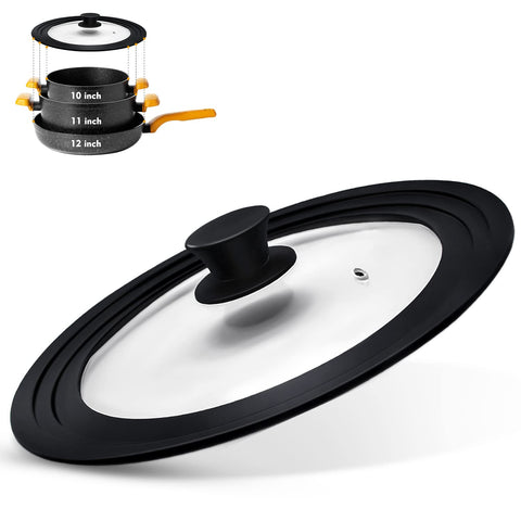 Ydeapi universal lid with heat-resistant silicone rim for safe, moisture-friendly cooking.