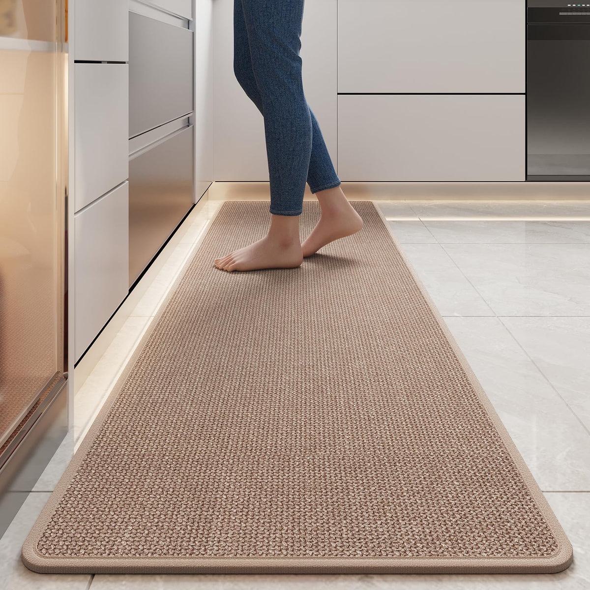 YDKGL durable non-slip kitchen mat in front of the sink for secure footing.