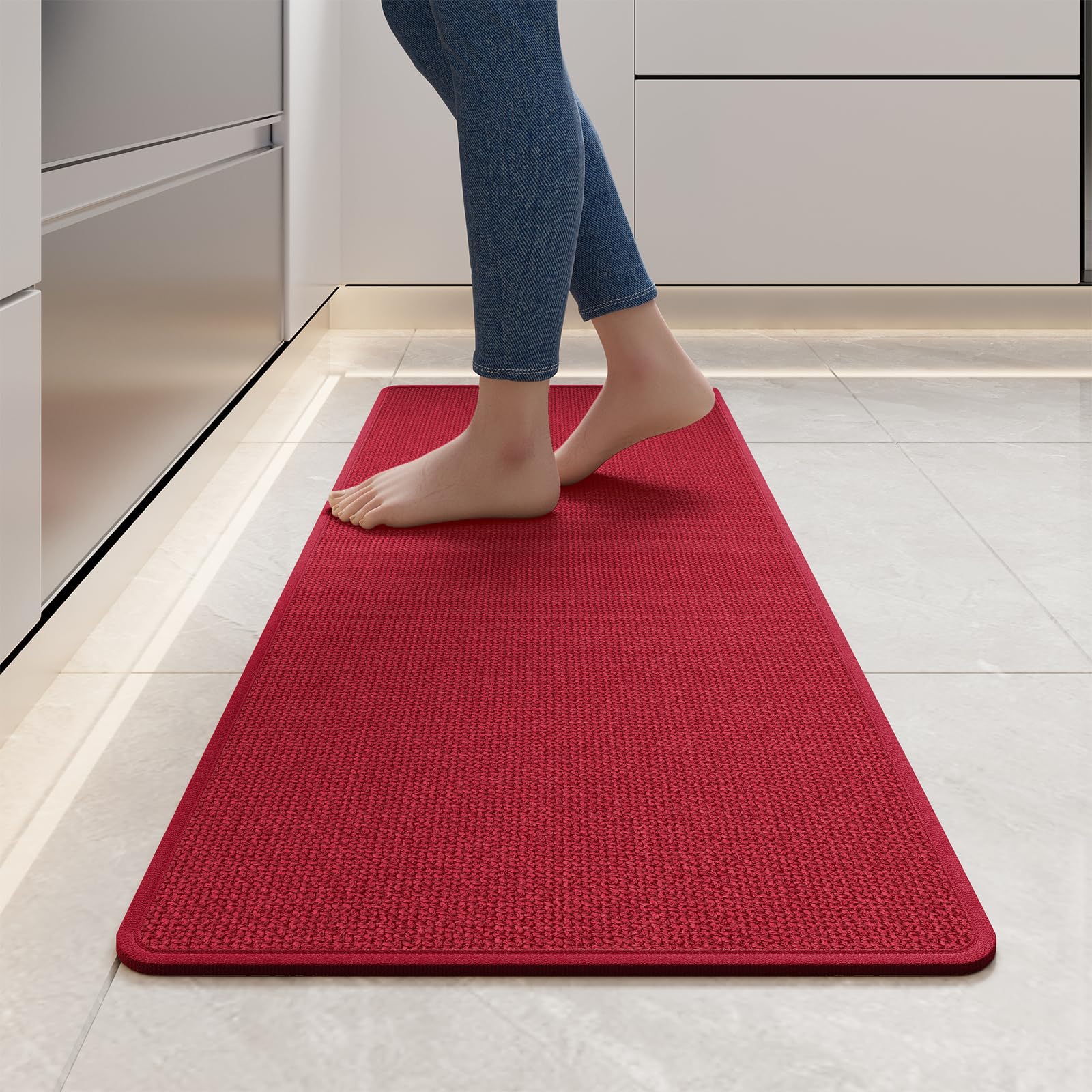YDKGL kitchen mat absorbent red with plush surface for spills