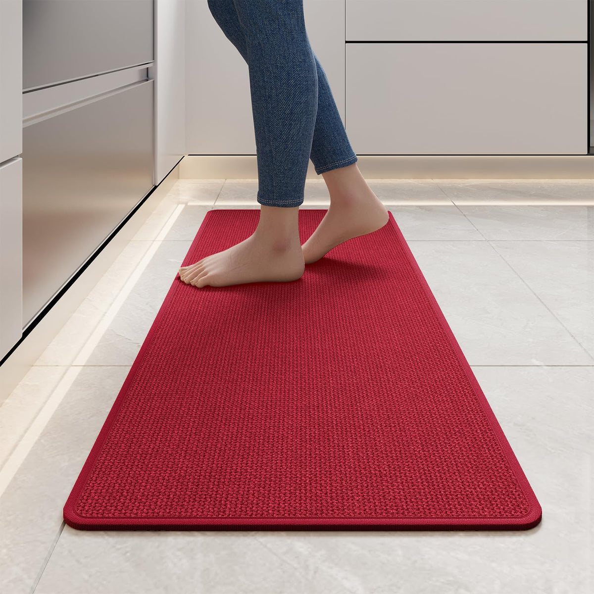 YDKGL kitchen mat absorbent red with plush surface for spills