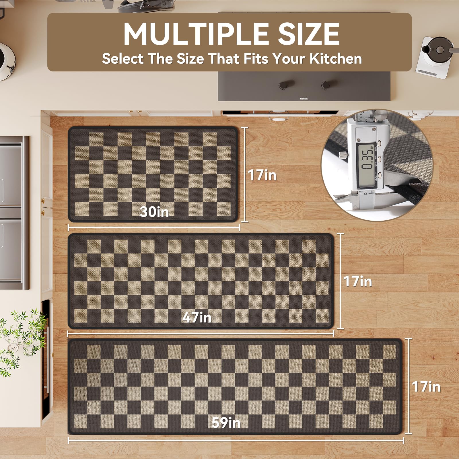 YDKGL kitchen mat with absorbent weave soaks up spills quickly without staining surrounding surfaces.