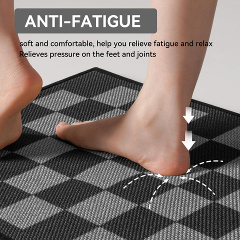 YDKGL kitchen mat features black gray checkered pattern for versatile kitchen decor.