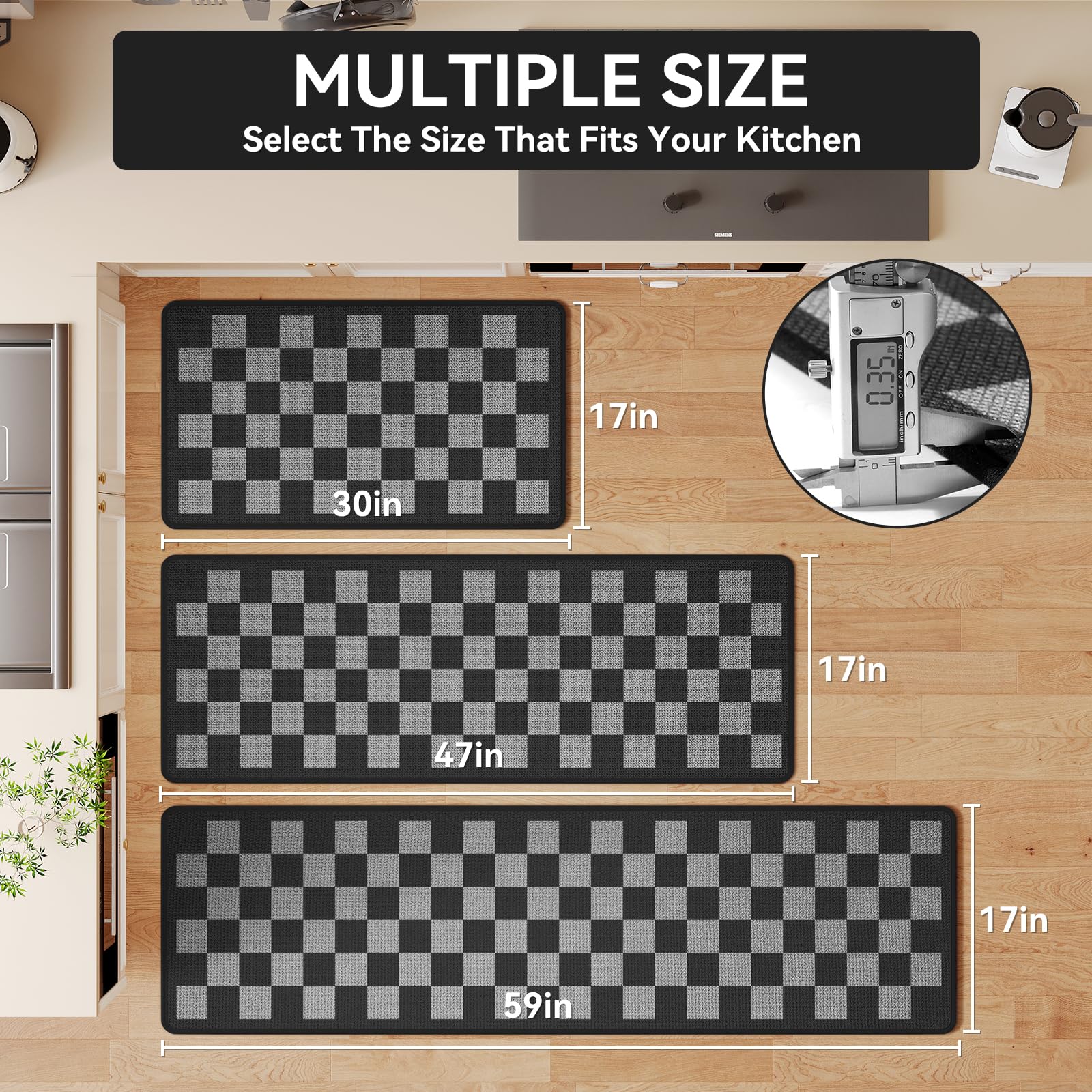 YDKGL kitchen mat shows linen-look fabric for a stylish, easy-clean kitchen surface.