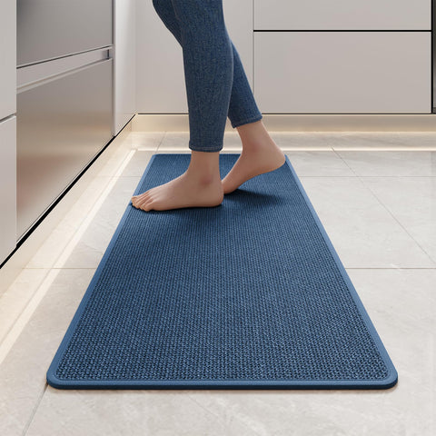 YDKGL kitchen mat non-slip blue 17x47 for safer standing on smooth floors