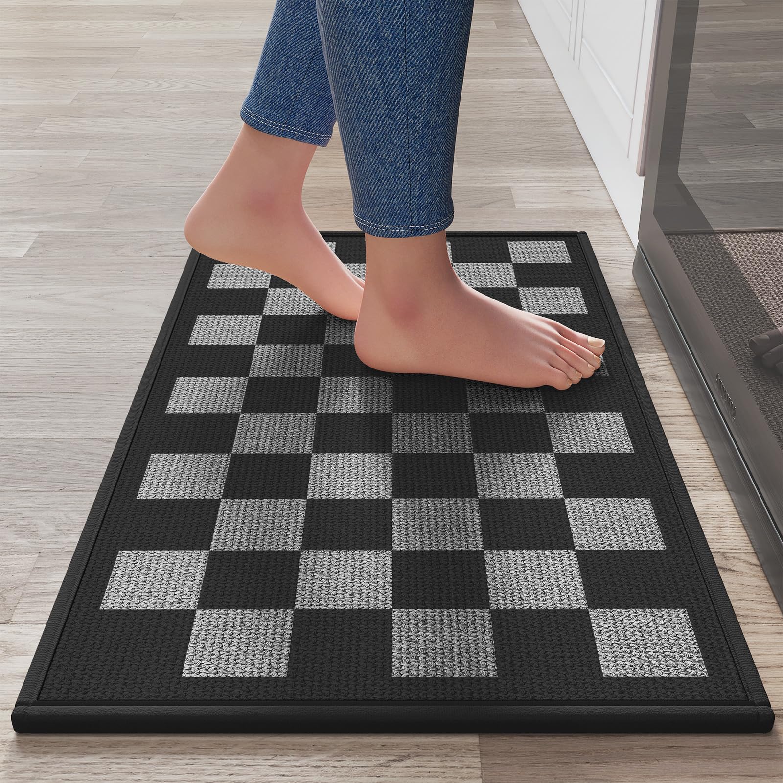 YDKGL kitchen mat with non-slip bottom keeps floors safe during cooking.