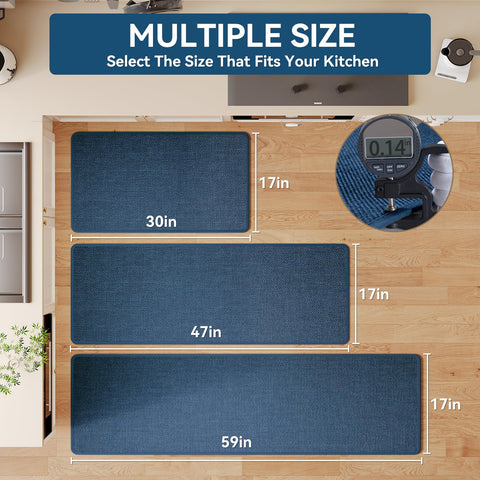 YDKGL non-slip blue kitchen mat for stable footing while cooking