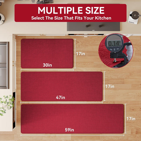 YDKGL non-slip red kitchen mat keeps feet steady on slick floors
