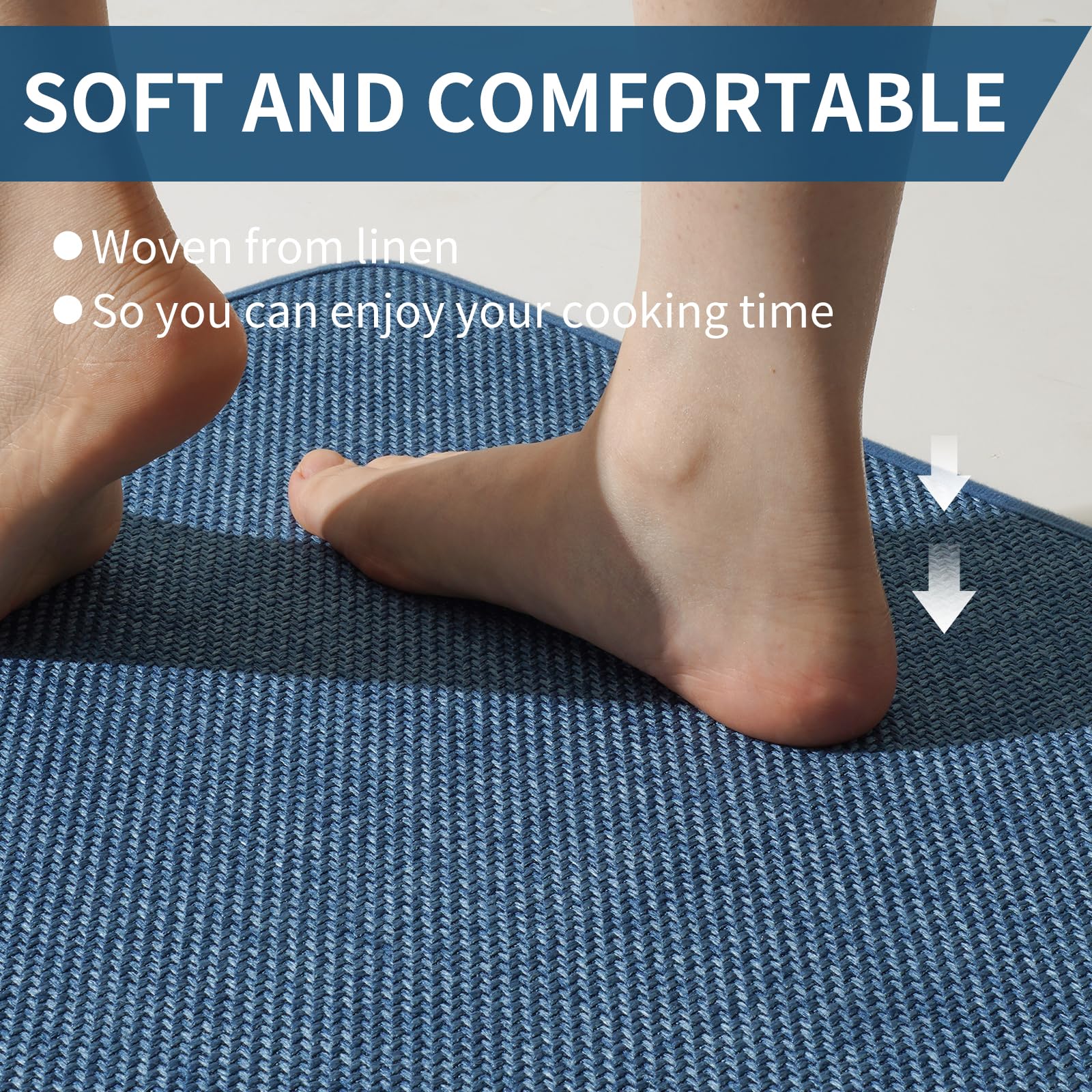 YDKGL washable blue kitchen mat 17x30 is easy to clean