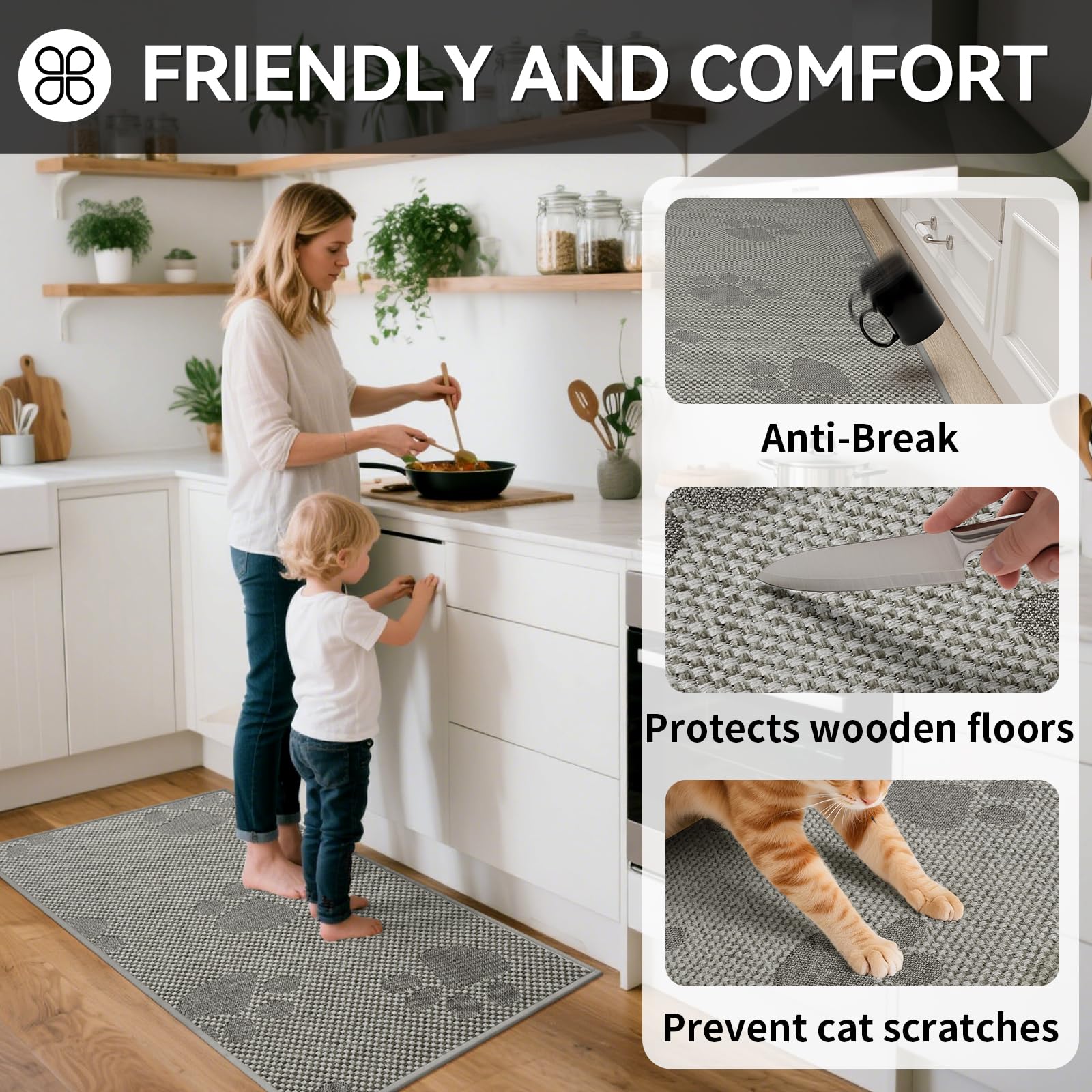 YDKGL kitchen mat washable design makes quick cleanup simple after meals