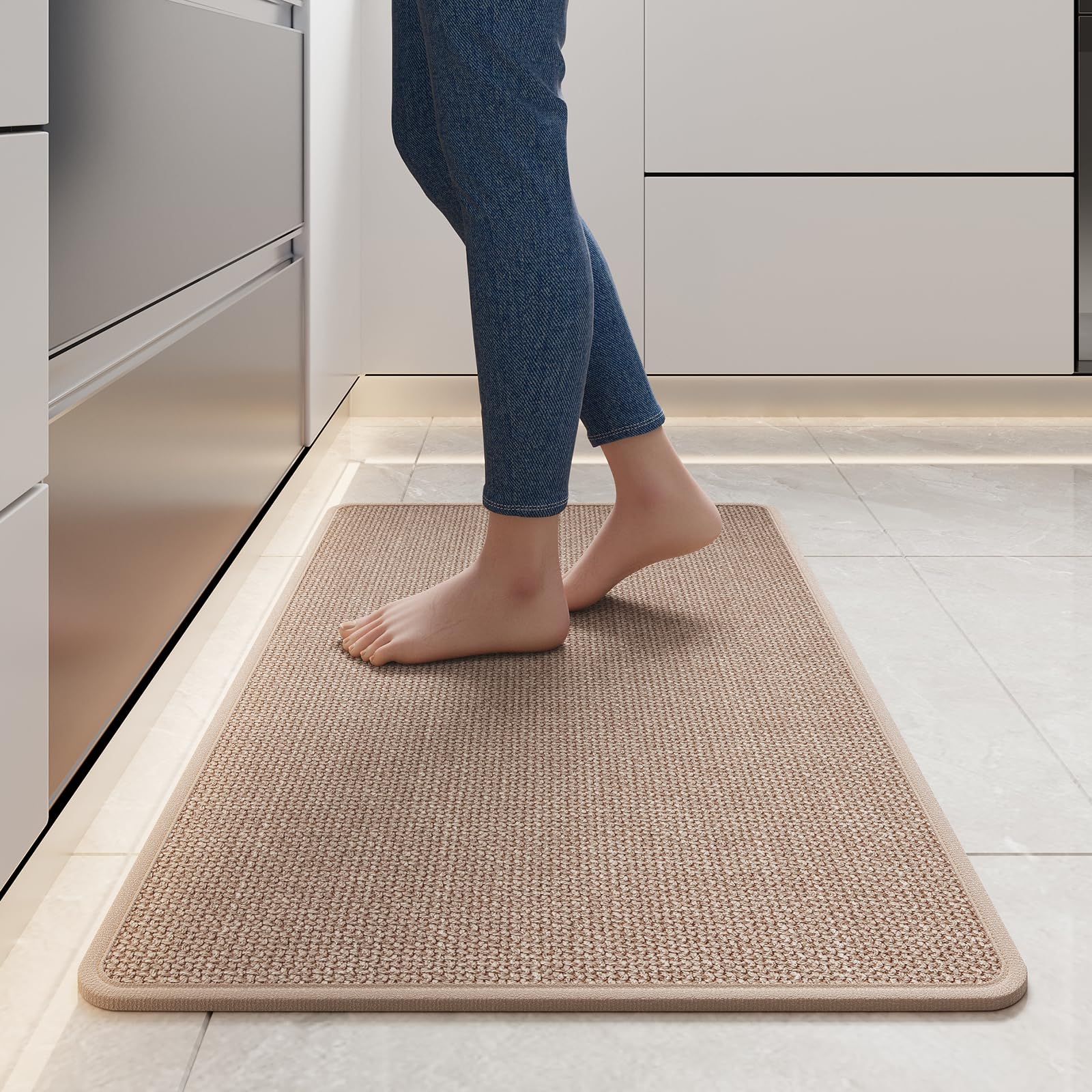 YDKGL kitchen rug close-up shows imitation linen surface for comfort