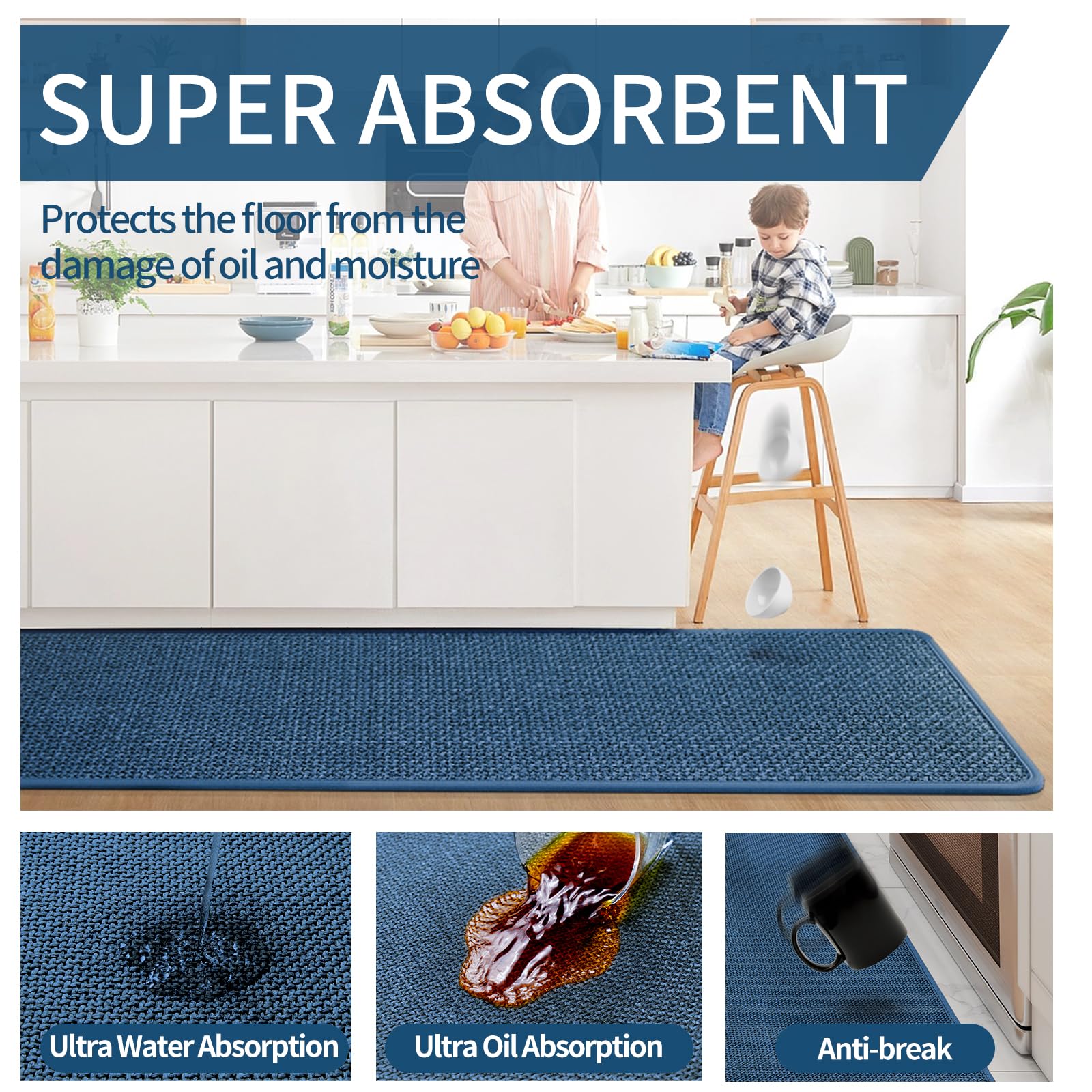 YDKGL sink mat blue 17x30 protects floors from water splashes