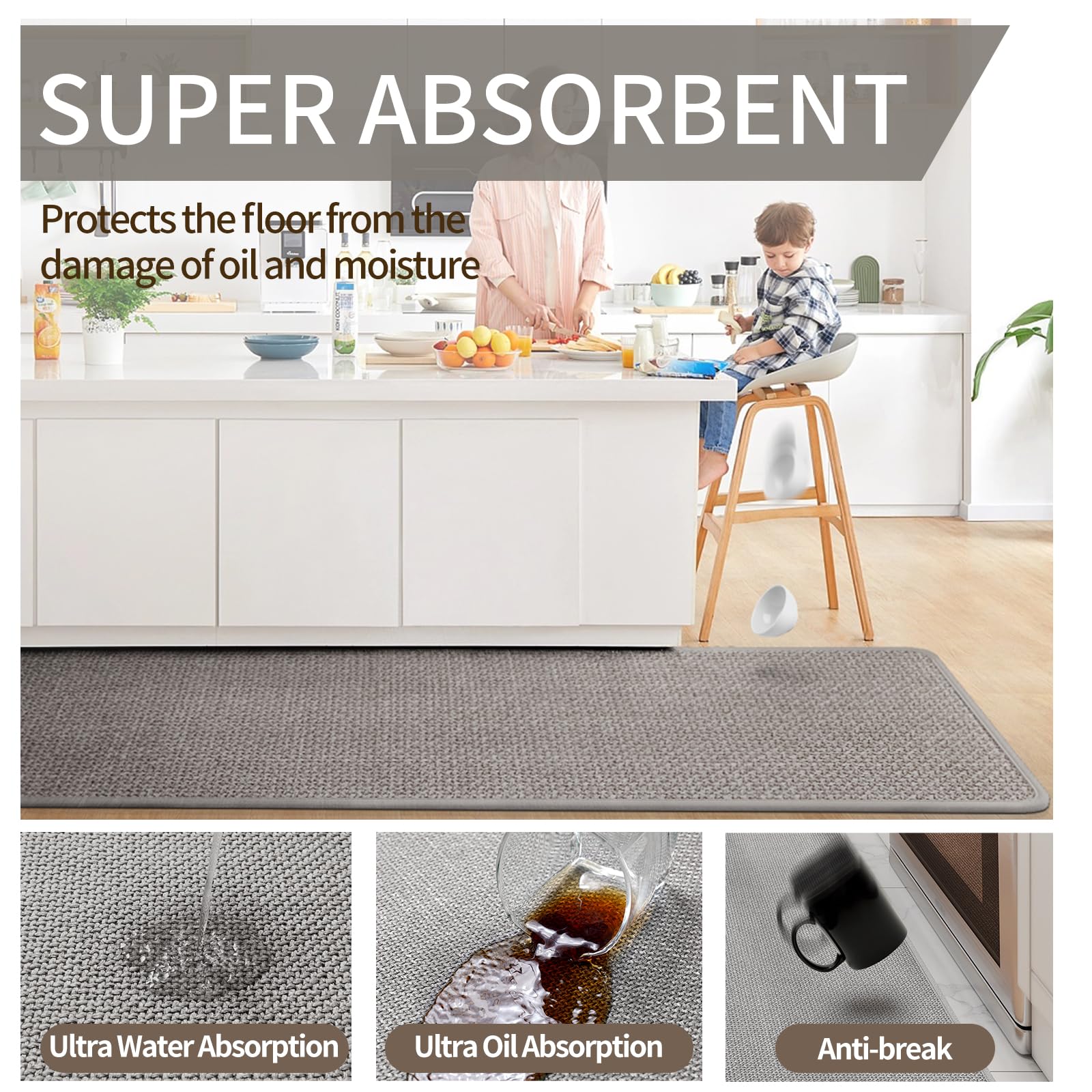 YDKGL machine-washable kitchen rug stays fresh with easy cleaning.