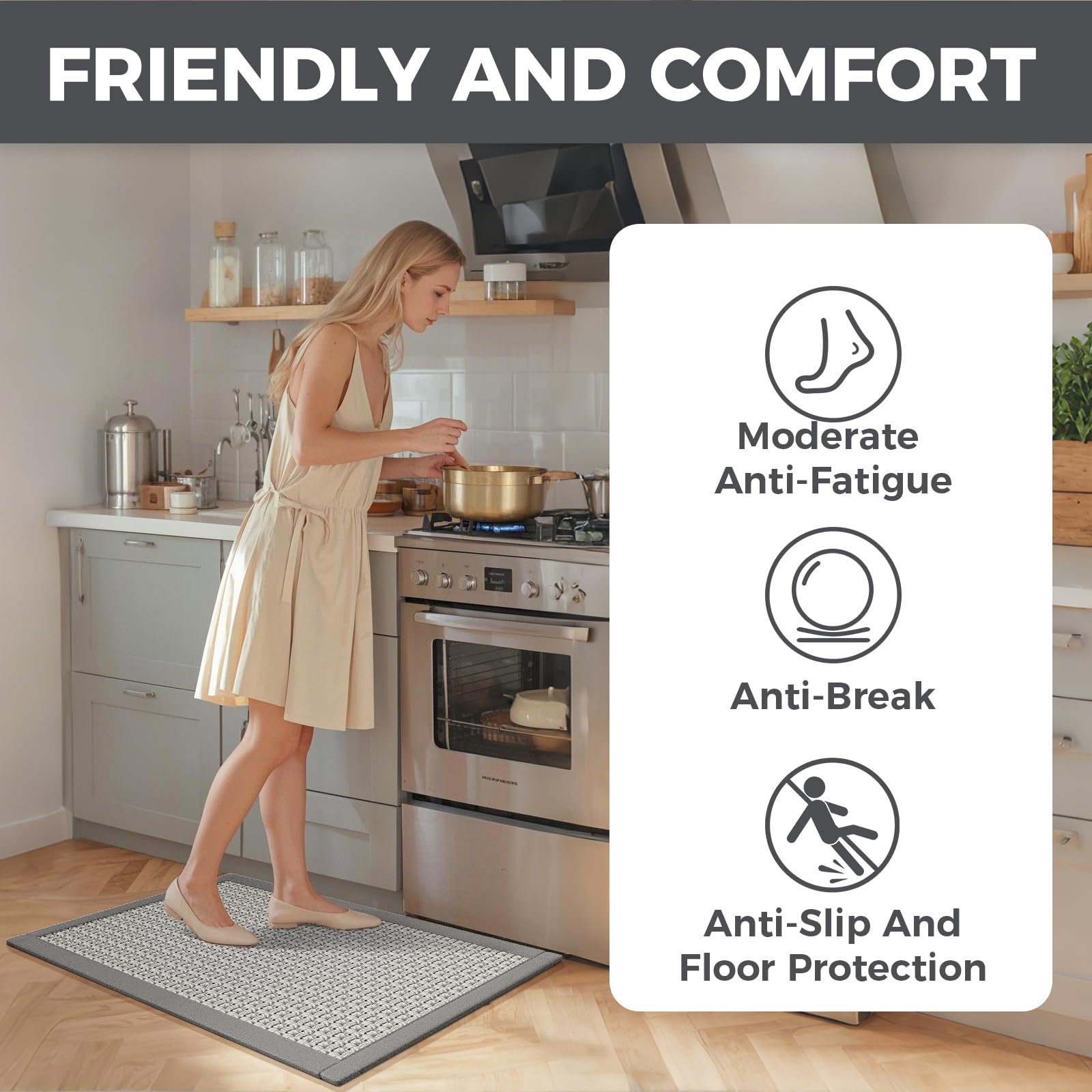 YDKGL non-slip bottom dots keep the mat secure.