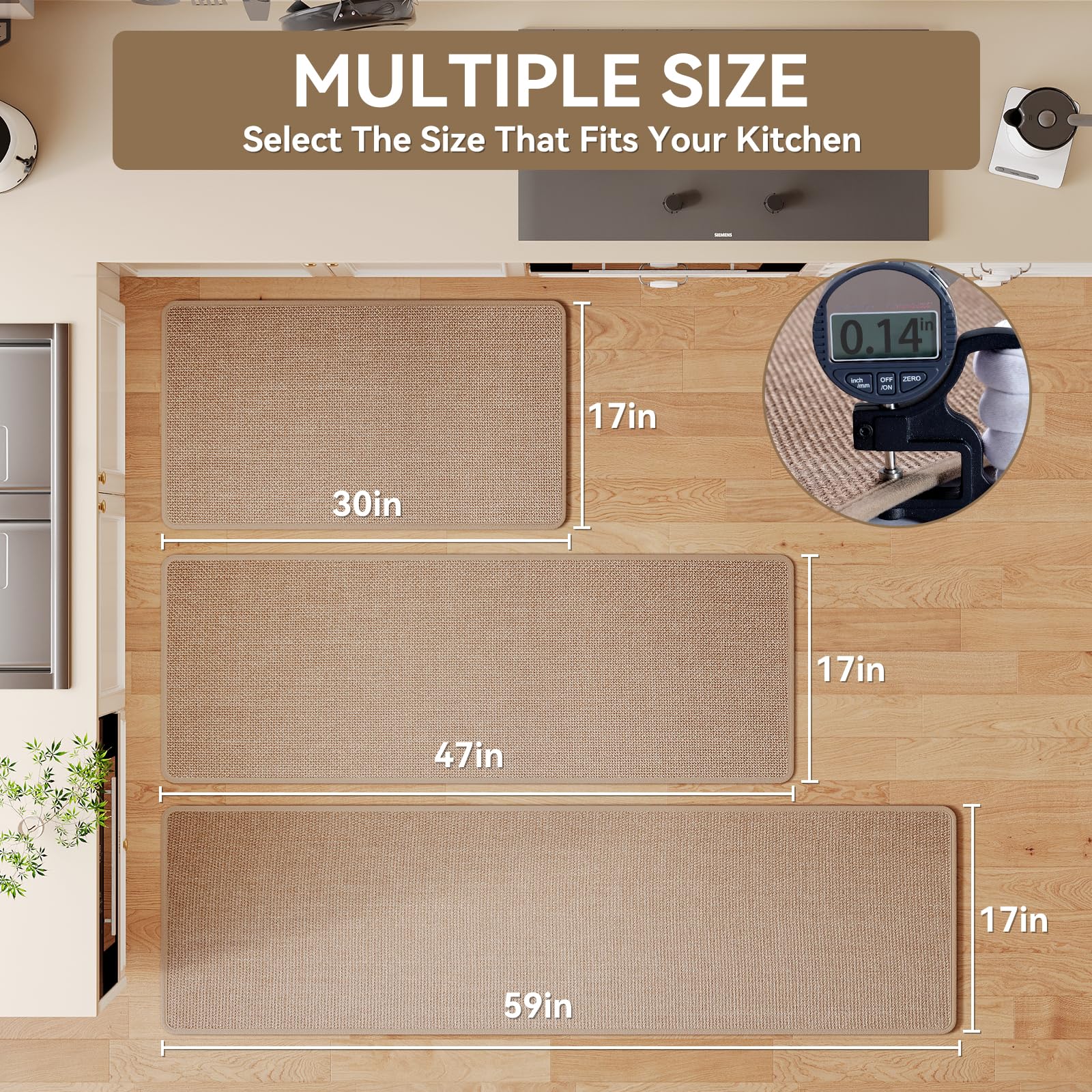 YDKGL non-slip kitchen rug with rubber backing for secure footing.