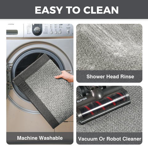 YDKGL rustic gray rug with durable edge stitching.