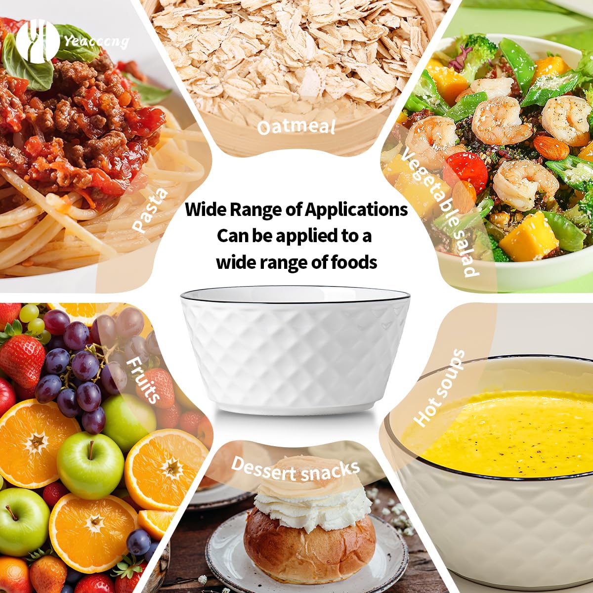 Yeacccng 6-inch bowls with comfortable grip and even heat distribution