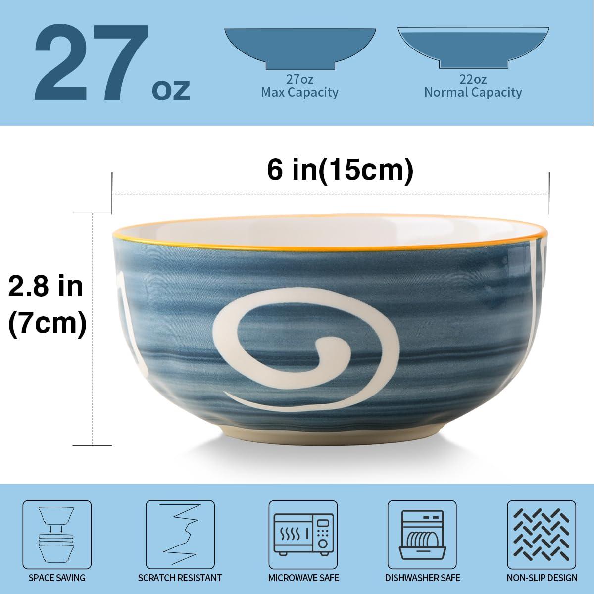 Yeacccng ceramic cereal bowls on table for brunch-ready serving.