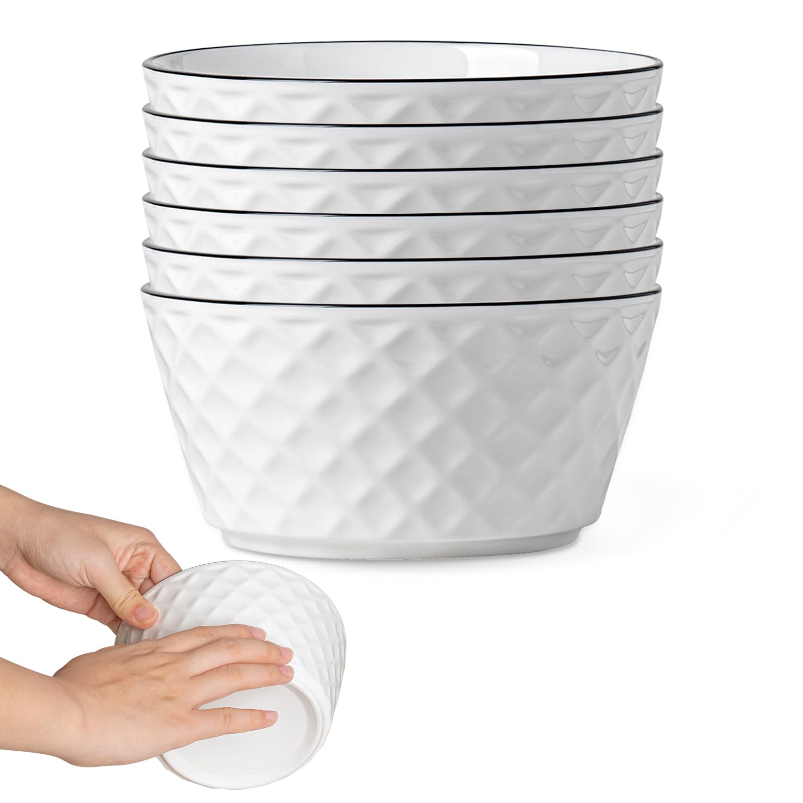 Yeacccng ceramic soup bowls set of 6 in white, ideal for soups and cereals