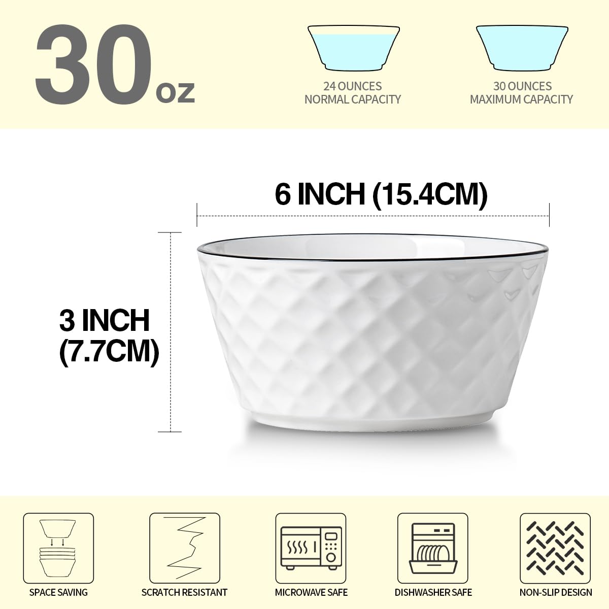 Yeacccng bowls with diamond-pattern exterior add refined style to meals
