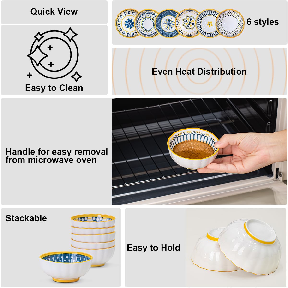 Yeacccng durable glazed ceramic bowls designed for daily use