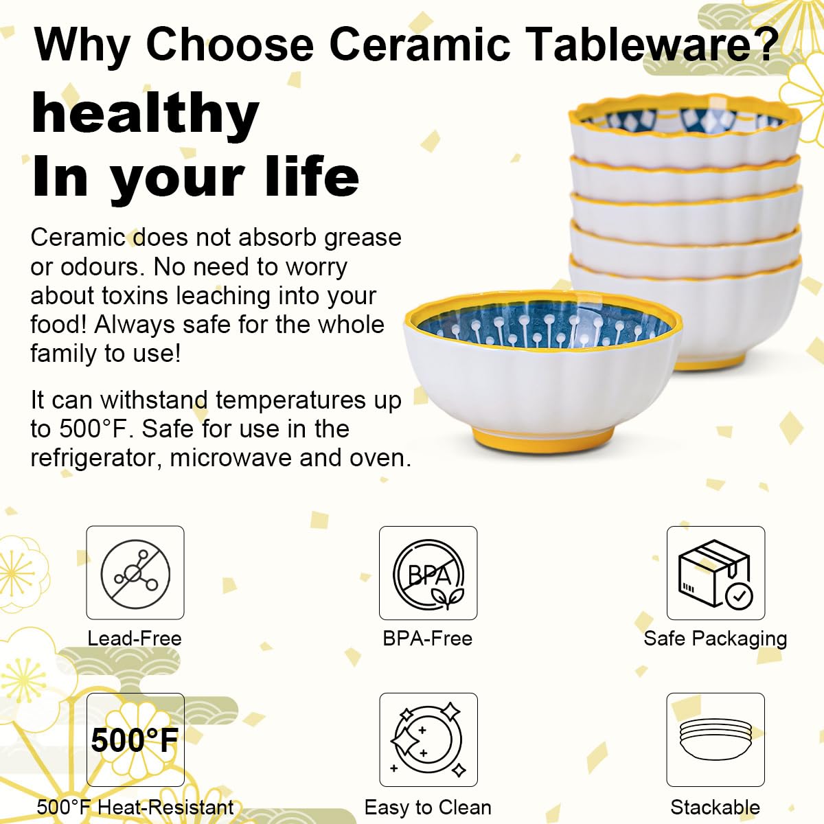 Yeacccng gift-ready ceramic bowls ideal for housewarmings and celebrations