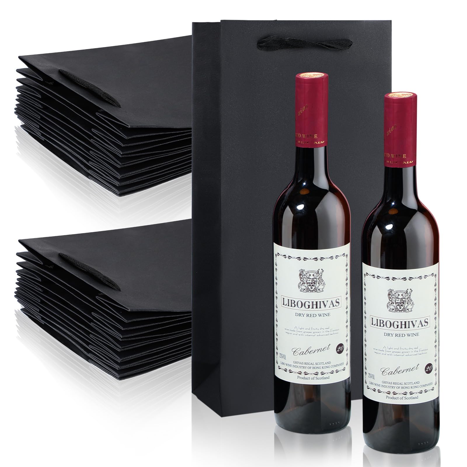 Yeaqee bulk two-bottle wine bags with handles, ideal for gifting at events.