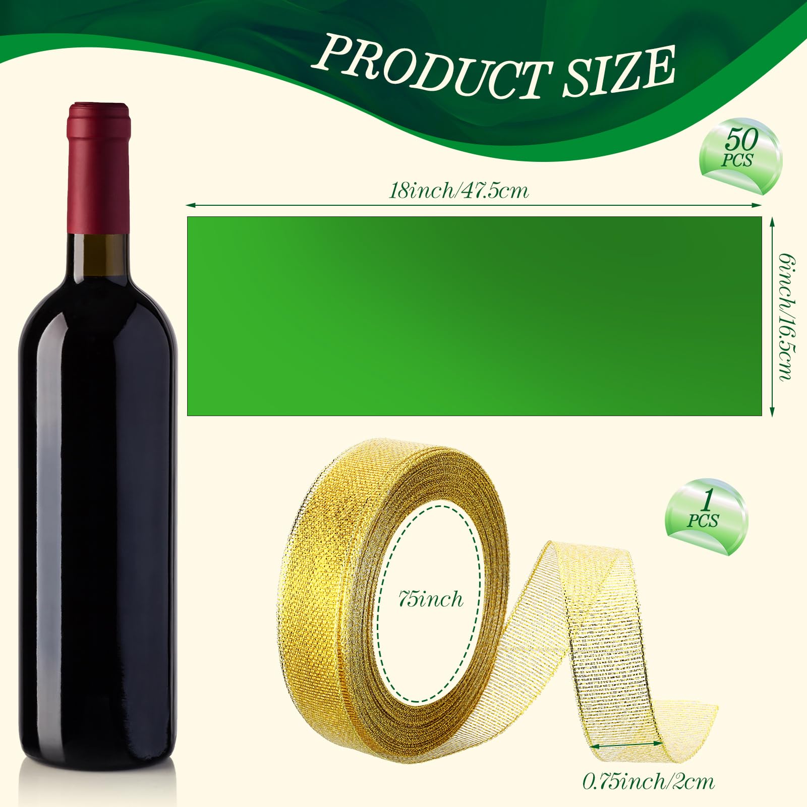 Yeaqee green metallic wine bag closed to securely wrap a bottle.