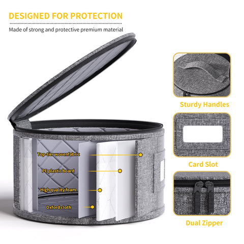 YearningHome dish box features sturdy handles and zipper for secure transport.