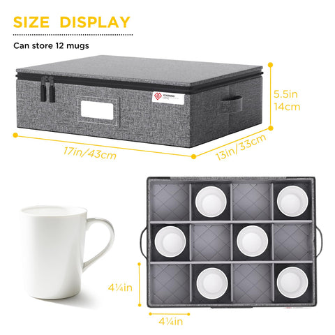 YearningHome mug storage with dividers shows organized interior for safe separation