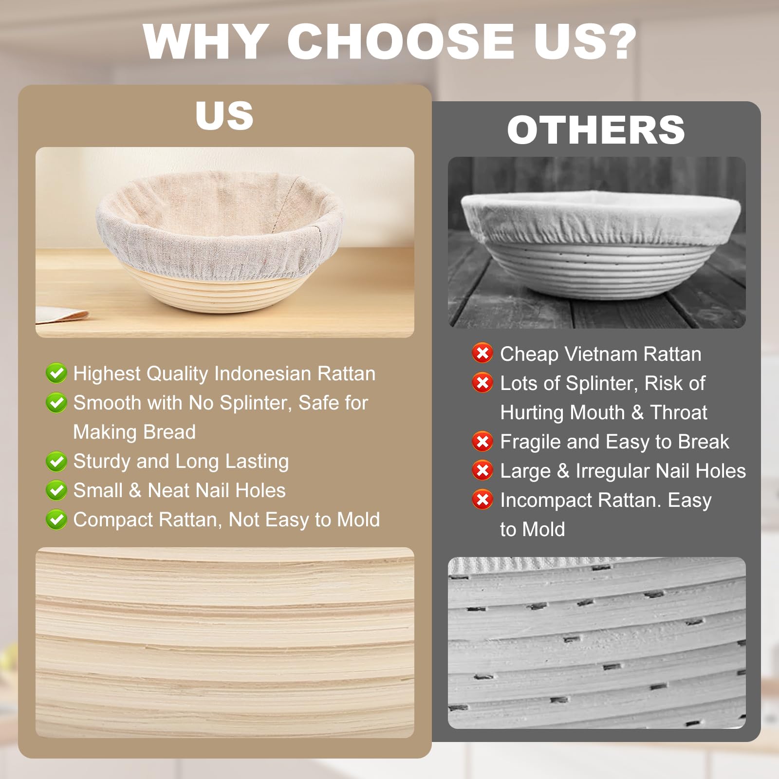 Dough holding neatly in Yeatruojeet basket helps maintain shape during proofing.