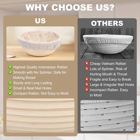 Dough holding neatly in Yeatruojeet basket helps maintain shape during proofing.