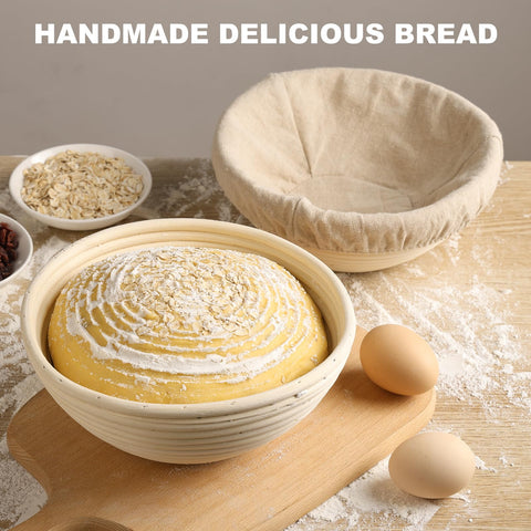 Two Yeatruojeet baskets on a kitchen counter for home bakers and hobbyists.