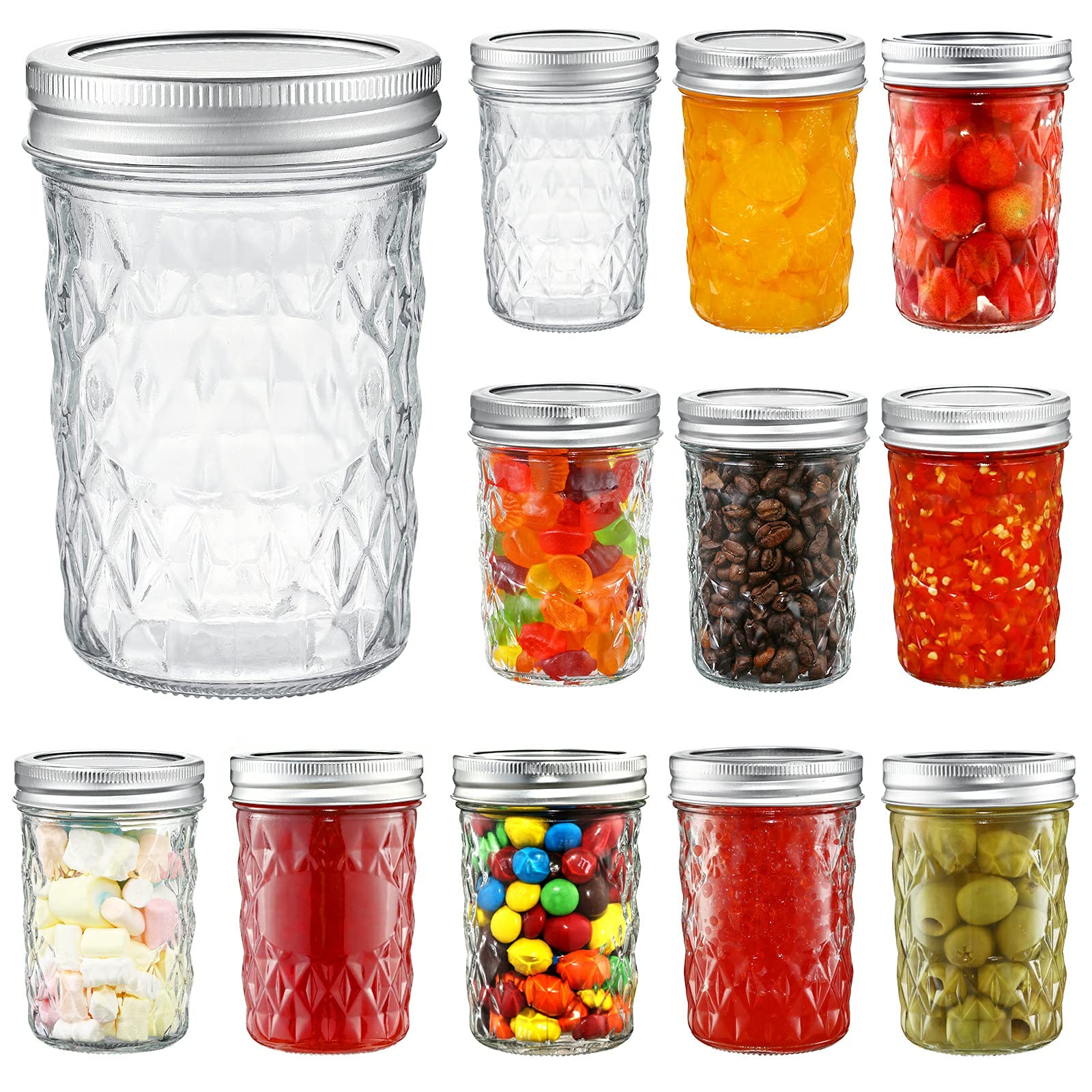 YEBODA 12-pack 8 oz mason jars with lids and bands for secure canning