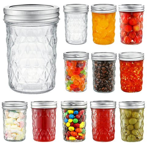 YEBODA 12-pack 8 oz mason jars with lids and bands for secure canning