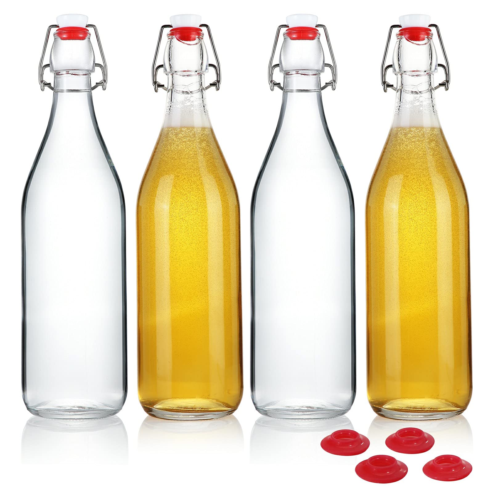 YEBODA 32 oz clear glass bottle with stopper for leak-free storage