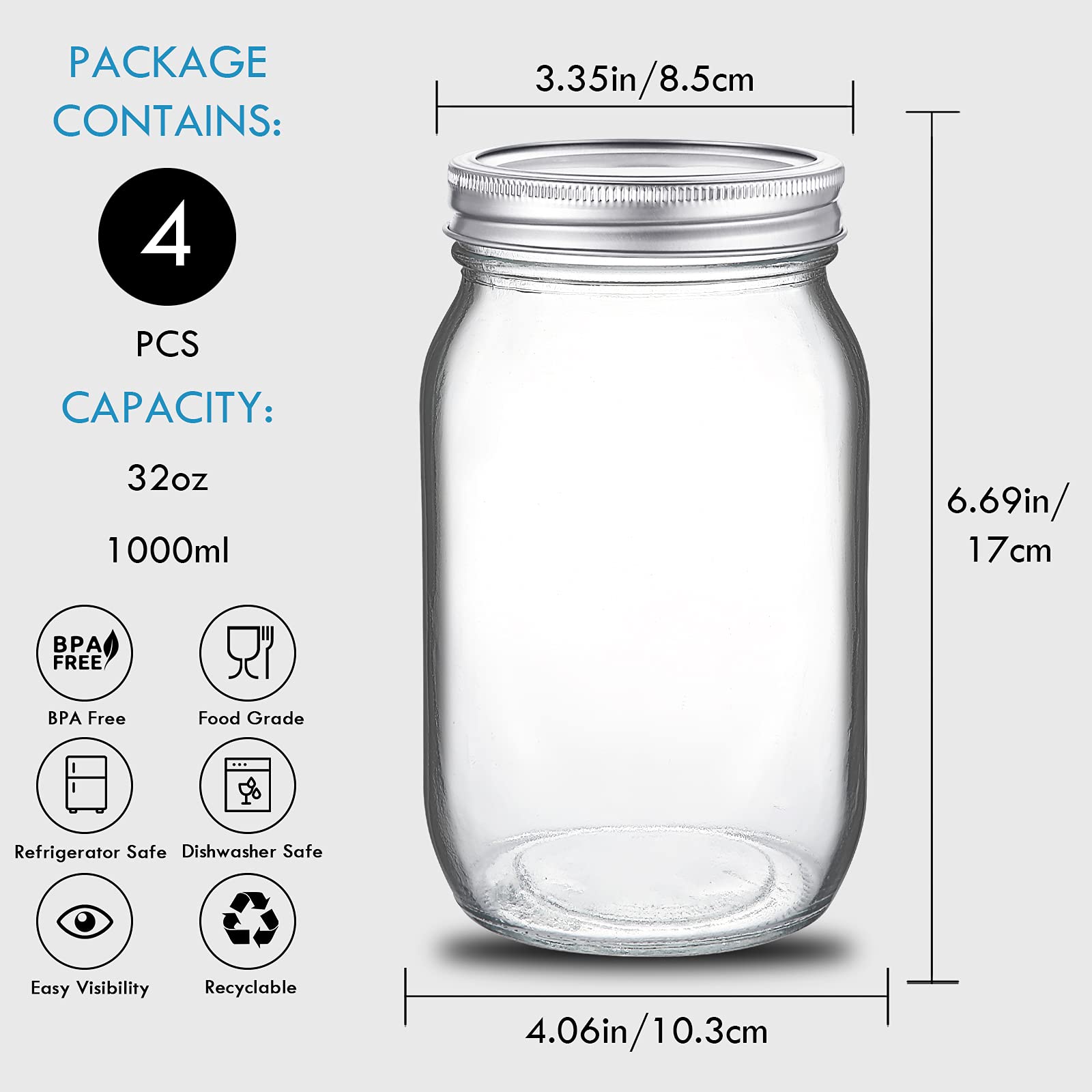 YEBODA jar filled with pickles showcasing practical canning use and freshness.