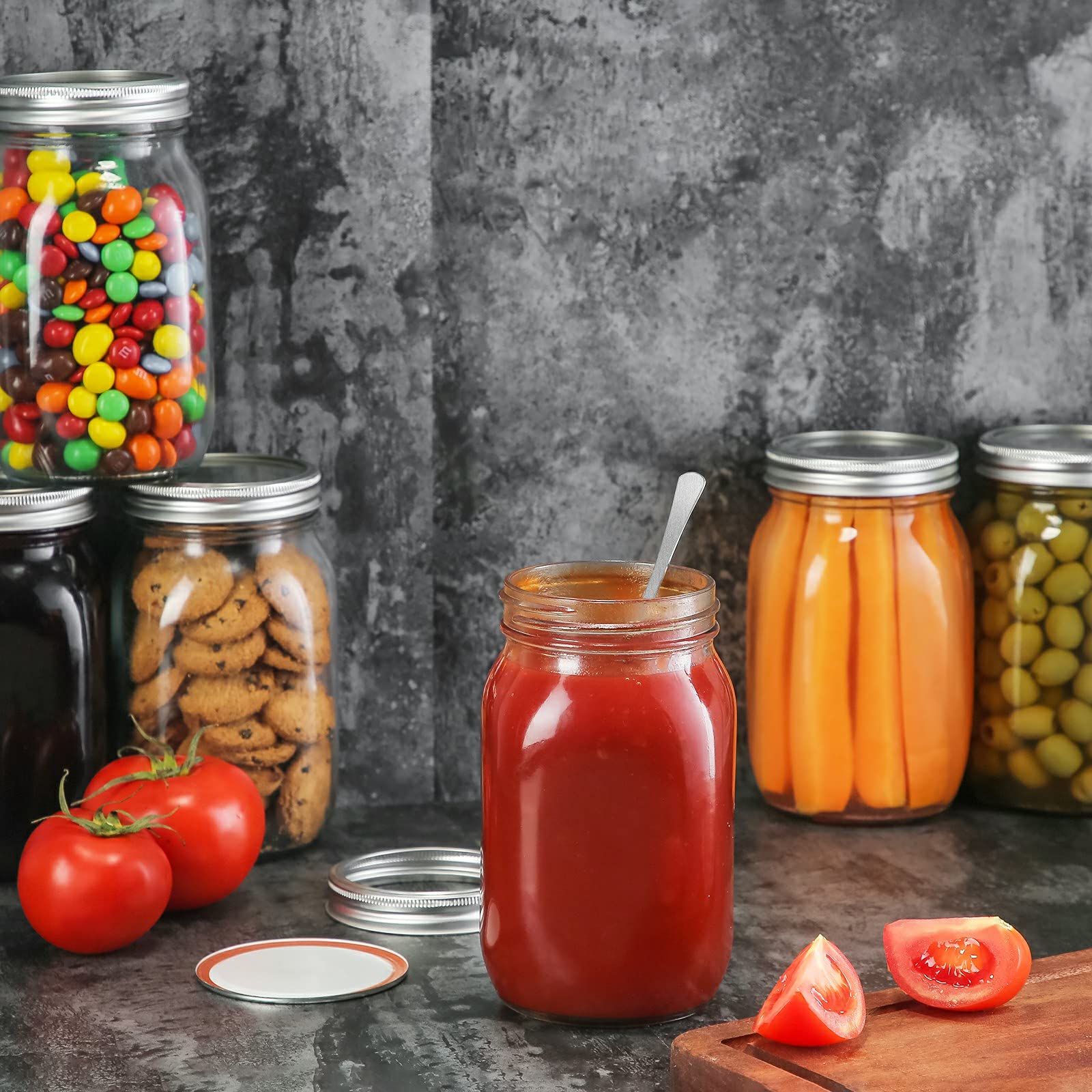 YEBODA 32oz wide-mouth jar with metal band for durable sealing