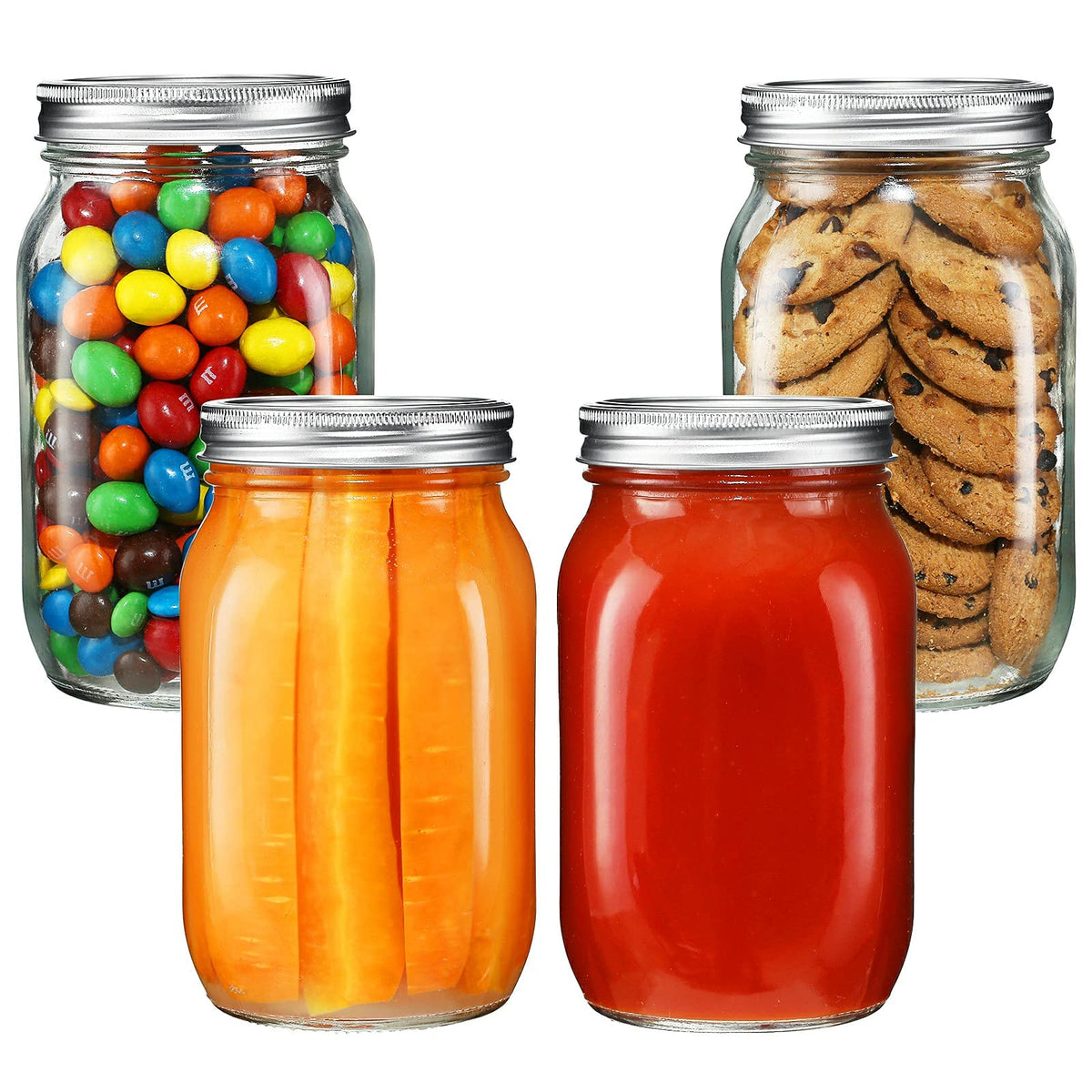 YEBODA 32oz wide-mouth jar front view with crystal-clear glass for easy content visibility.