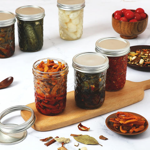 YEBODA 8 oz wide-mouth mason jar ideal for jams, honey, and sauces