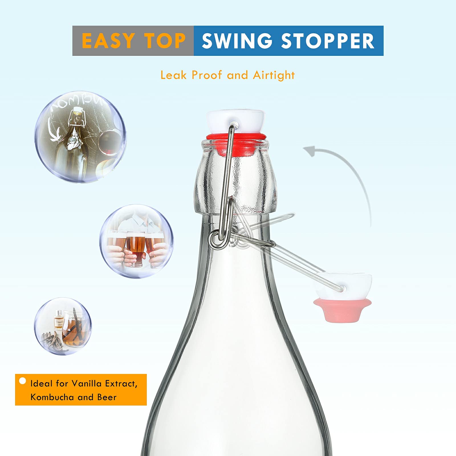 YEBODA clear glass bottle interior view to inspect contents easily