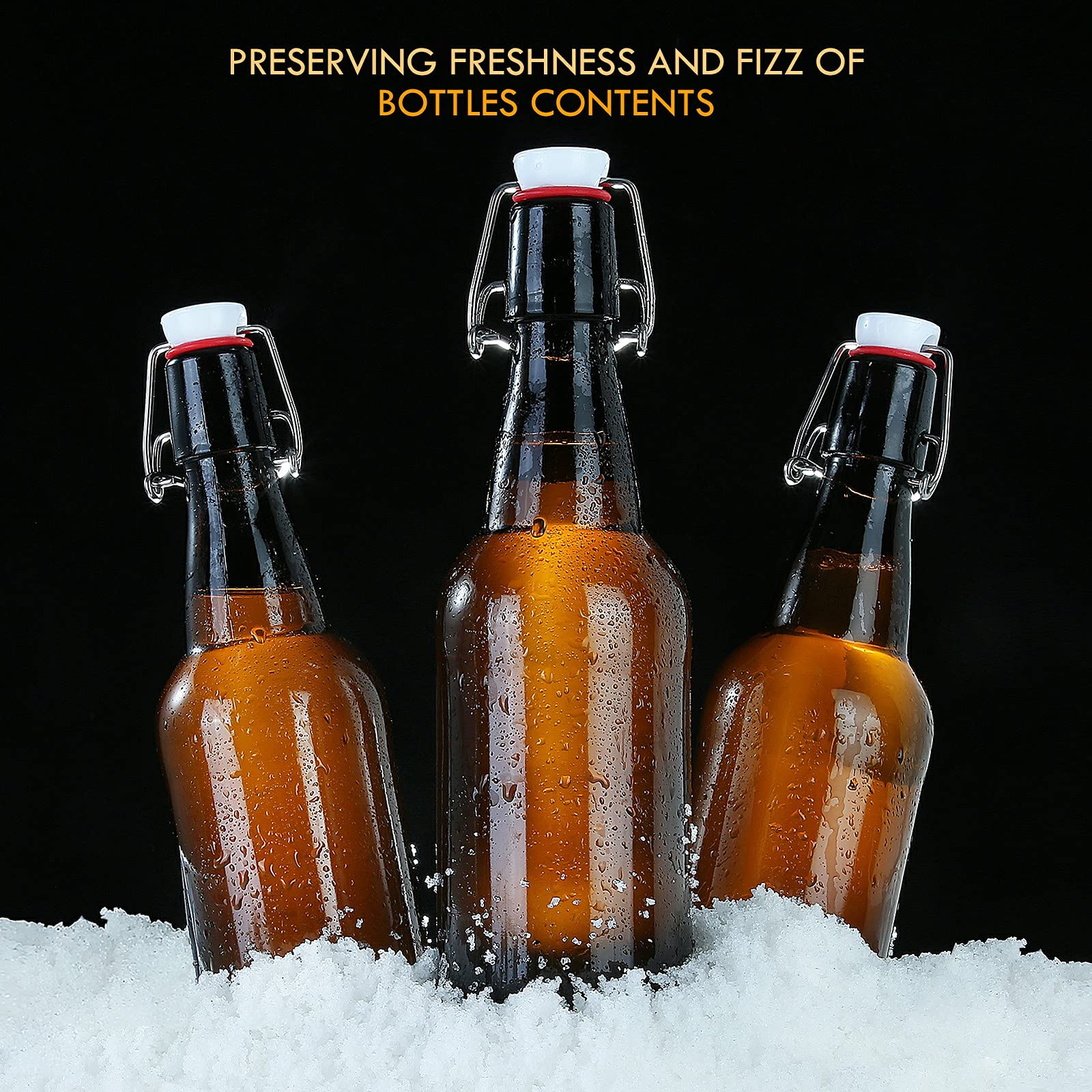 YEBODA case of six amber bottles ready for homebrewing or storage.